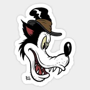 Big Bad Wolf with Hat Vintage Rubber Hose cartoon Sticker